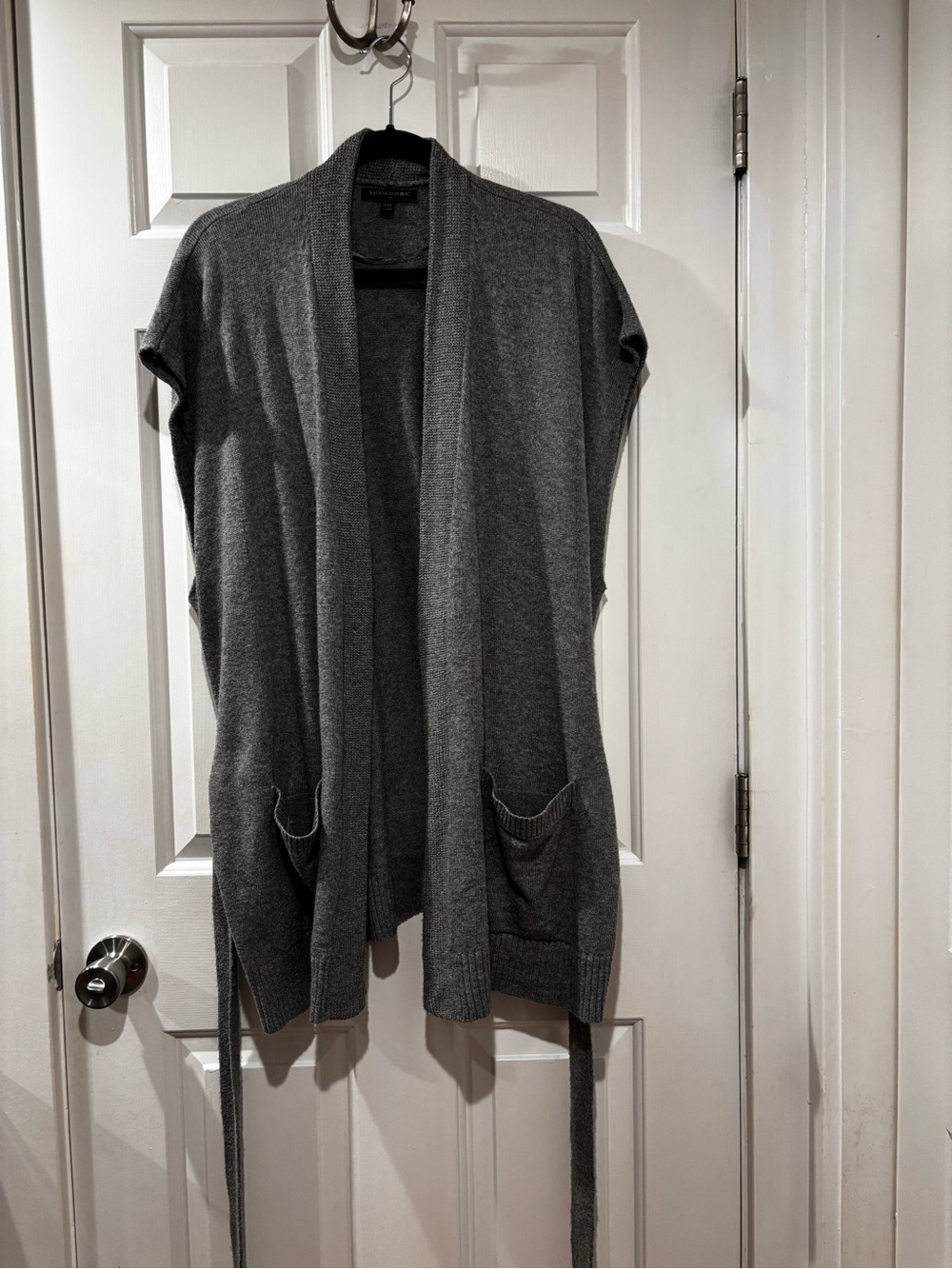 Banana Republic Gray Open-Front Knit Cardigan